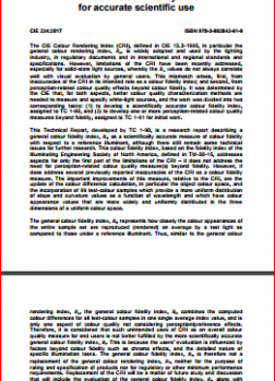 CIE 224:2017  Colour Fidelity Index for accurate scientific use